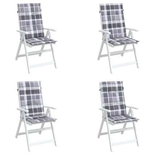 Jastuci za stolice 4 kom sivi karirani 120x50x3 cm od tkanine Cijena