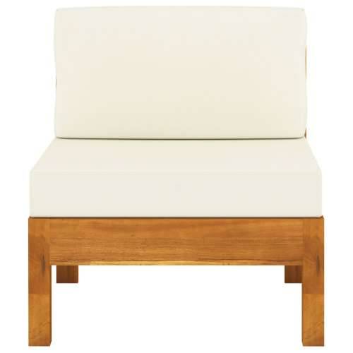 Srednja sofa s krem bijelim jastucima masivno bagremovo drvo Cijena