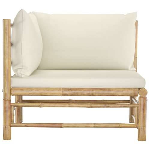Kutna vrtna sofa od bambusa s krem bijelim jastucima Cijena