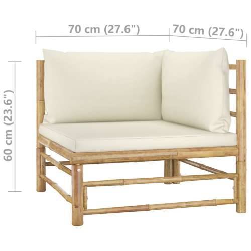 Kutna vrtna sofa od bambusa s krem bijelim jastucima Cijena