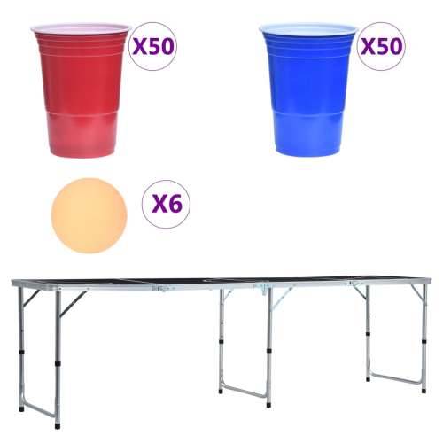 Sklopivi stol za pivski pong s čašama i lopticama 240 cm Cijena