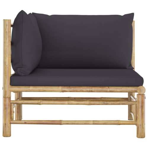 Kutna vrtna sofa od bambusa s tamnosivim jastucima Cijena
