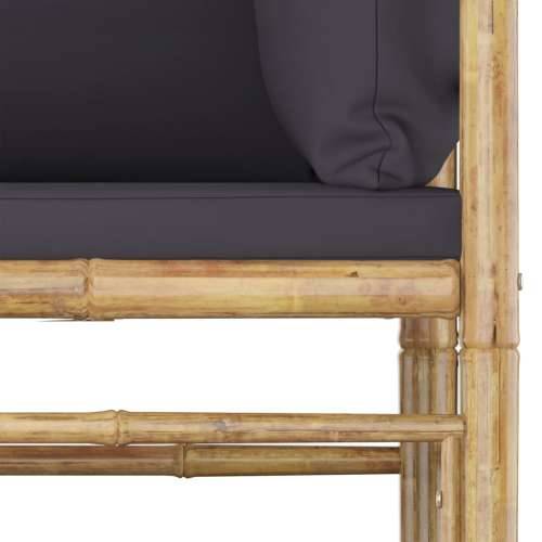 Kutna vrtna sofa od bambusa s tamnosivim jastucima Cijena
