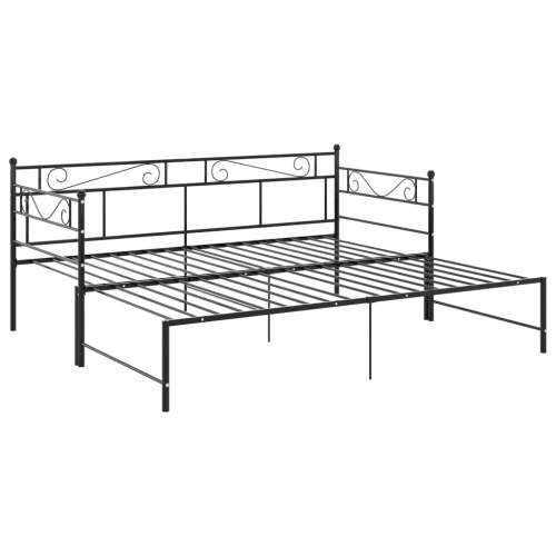 Okvir za krevet na razvlačenje crni metalni 90 x 200 cm - Crna Cijena