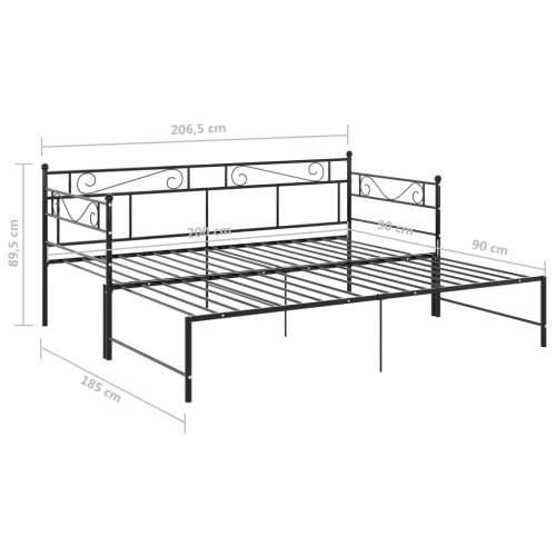 Okvir za krevet na razvlačenje crni metalni 90 x 200 cm - Crna Cijena