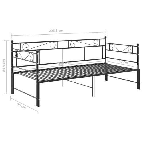 Okvir za krevet na razvlačenje crni metalni 90 x 200 cm - Crna Cijena