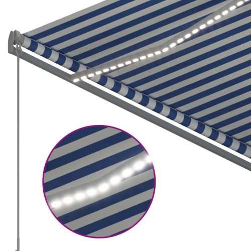 Tenda na ručno uvlačenje LED 300 x 250 cm plavo-bijela - Plava i bijela 300 x 250 cm 1 Cijena