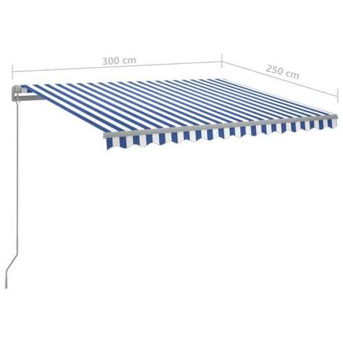 Tenda na ručno uvlačenje LED 300 x 250 cm plavo-bijela - Plava i bijela 300 x 250 cm 1 Cijena