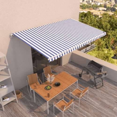 Tenda na ručno uvlačenje 500 x 350 cm plavo-bijela - Plava i bijela 500 x 350 cm 1 Cijena