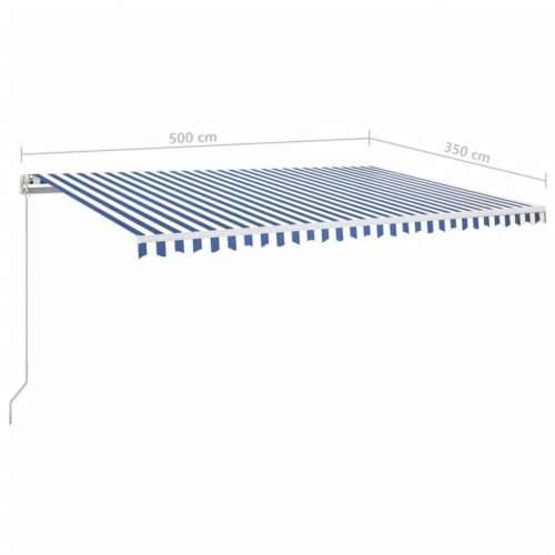 Tenda na ručno uvlačenje 500 x 350 cm plavo-bijela - Plava i bijela 500 x 350 cm 1 Cijena