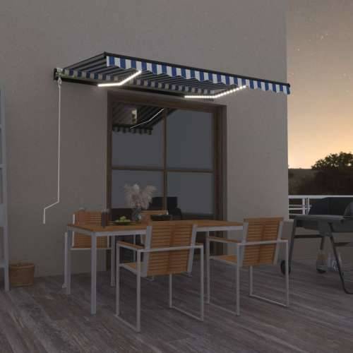 Automatska tenda sa senzorom LED 300x250 cm plavo-bijela - Plava i bijela 300 x 250 cm 1 Cijena