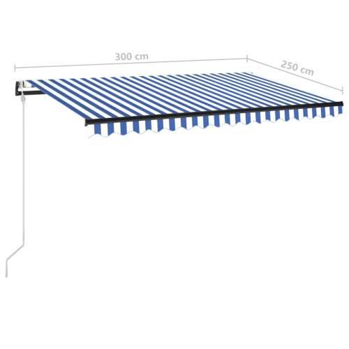 Automatska tenda sa senzorom LED 300x250 cm plavo-bijela - Plava i bijela 300 x 250 cm 1 Cijena