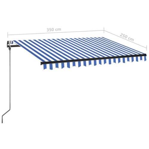 Automatska tenda sa senzorom LED 350x250 cm plavo-bijela Cijena
