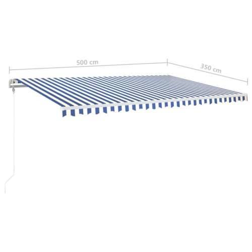 Automatska tenda sa senzorom LED 500x350 cm plavo-bijela Cijena