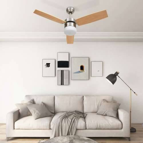 Stropni ventilator sa svjetlom i daljinskim 108 cm svjetlosmeđi