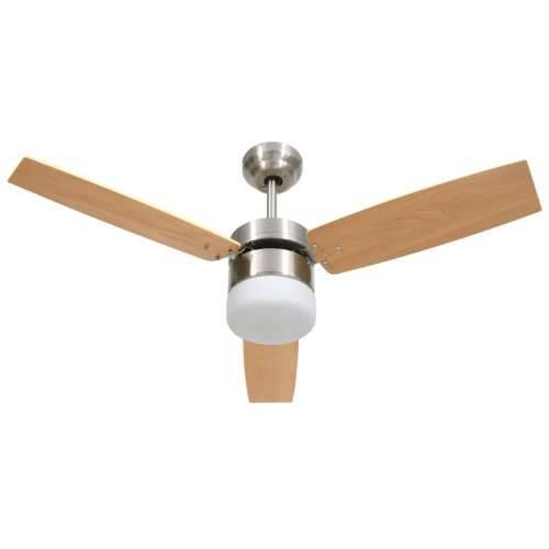 Stropni ventilator sa svjetlom i daljinskim 108 cm svjetlosmeđi - Svjetlosmeđa Ø 108 x 42.5 cm 1 Cijena