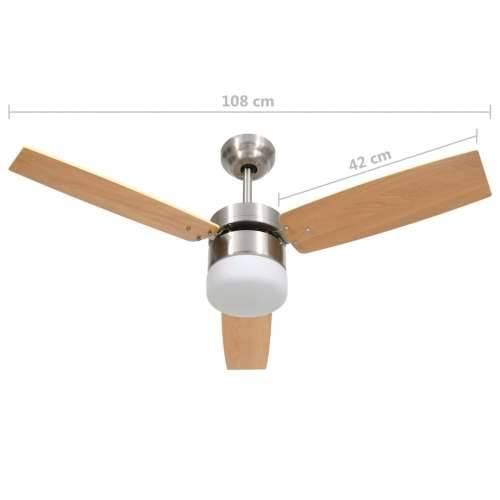 Stropni ventilator sa svjetlom i daljinskim 108 cm svjetlosmeđi - Svjetlosmeđa Ø 108 x 42.5 cm 1 Cijena