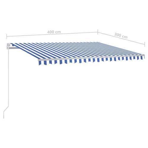 Tenda na ručno uvlačenje LED 400 x 300 cm plavo-bijela - Plava i bijela 400 x 300 cm 1 Cijena