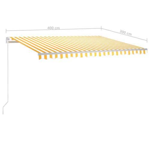Tenda na ručno uvlačenje s LED svjetlima 400x300 cm žuto-bijela - Žuta 400 x 300 cm 1 Cijena