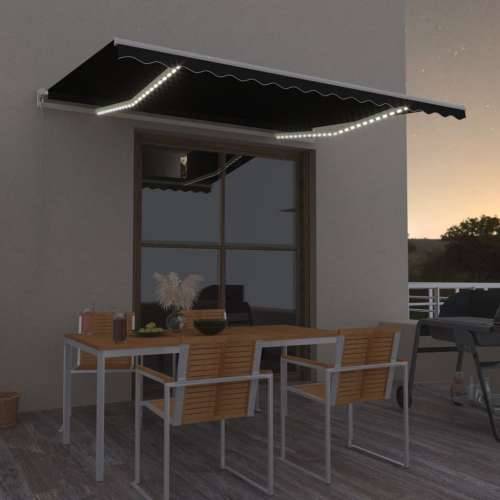 Tenda na ručno uvlačenje s LED svjetlima 400 x 300 cm antracit Cijena