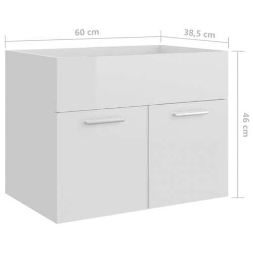 Ormarić za umivaonik visoki sjaj bijeli 60x38,5x46 cm drveni Cijena