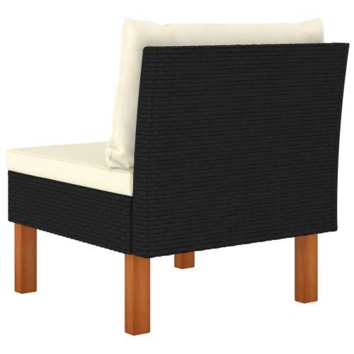 3-dijelna vrtna garnitura od poliratana i drva eukaliptusa - Crna 1 Srednja sofa + kutna sofa + naslon za noge Cijena