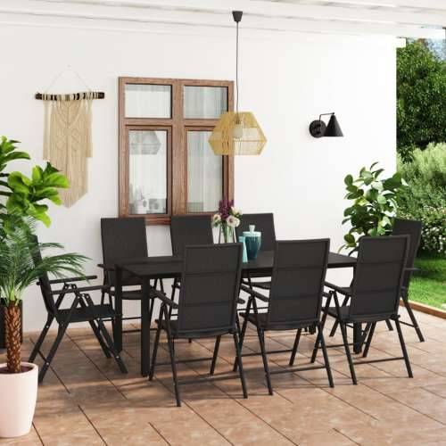 Vrtna garnitura - 9-dijelni vrtni blagovaonski set crni - Dužina stola 190 cm 8 Cijena