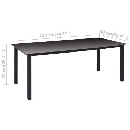 Vrtna garnitura - 9-dijelni vrtni blagovaonski set crni - Dužina stola 190 cm 8 Cijena