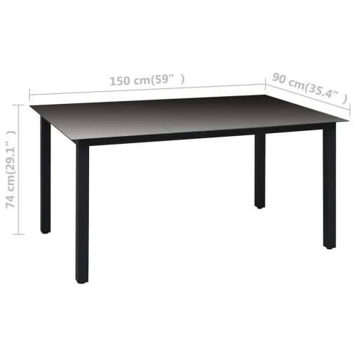 Vrtna garnitura - 7-dijelni vrtni blagovaonski set crni - Dužina stola 150 cm 6 Cijena
