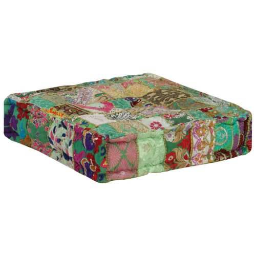 Tabure s patchworkom četvrtasti pamučni 50 x 50 x 12 cm zeleni Zelena 1 Cijena