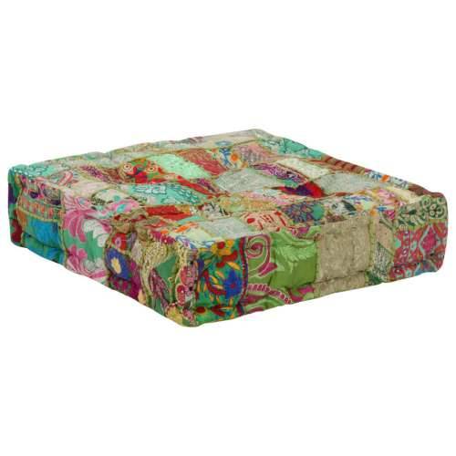 Tabure s patchworkom četvrtasti pamučni 50 x 50 x 12 cm zeleni Zelena 1 Cijena