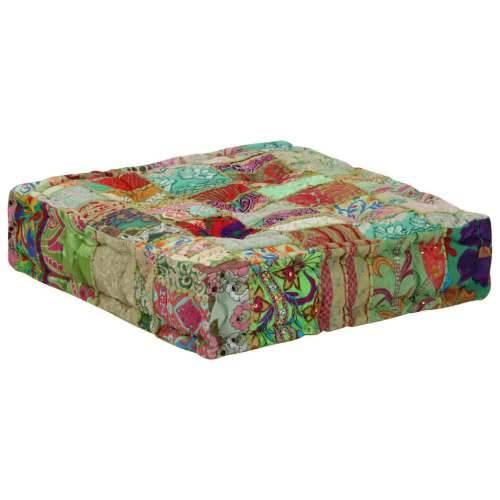 Tabure s patchworkom četvrtasti pamučni 50 x 50 x 12 cm zeleni Zelena 1 Cijena