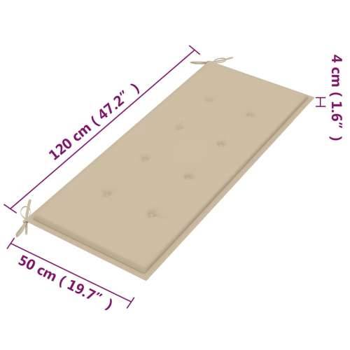 Vrtna klupa dvosjed s jastukom 120 cm masivno drvo eukaliptusa - Bež 120 cm 1 Cijena