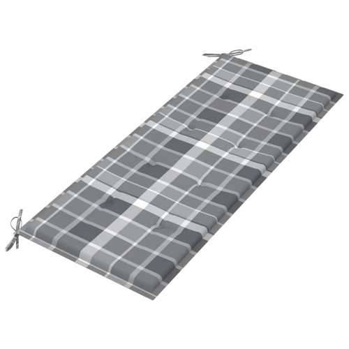 Vrtna klupa dvosjed s jastukom 120 cm masivno drvo eukaliptusa - Sivi karirani uzorak 120 cm 1 Cijena