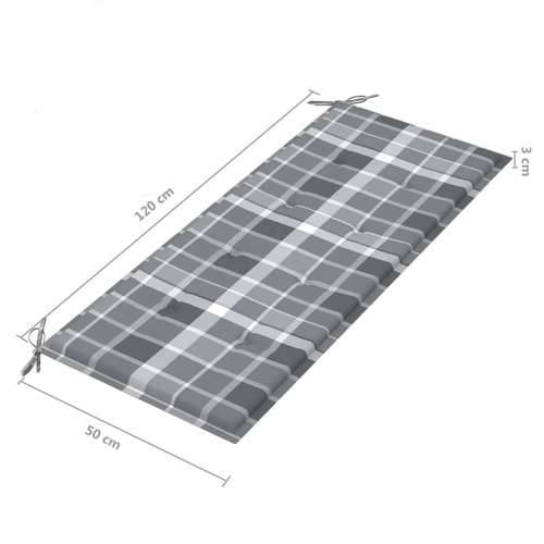 Vrtna klupa dvosjed s jastukom 120 cm masivno drvo eukaliptusa - Sivi karirani uzorak 120 cm 1 Cijena