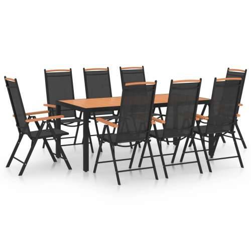 Vrtna garnitura - 9-dijelni vrtni blagovaonski set crni - Crna i smeđa Dužina stola 185 cm 8 Cijena