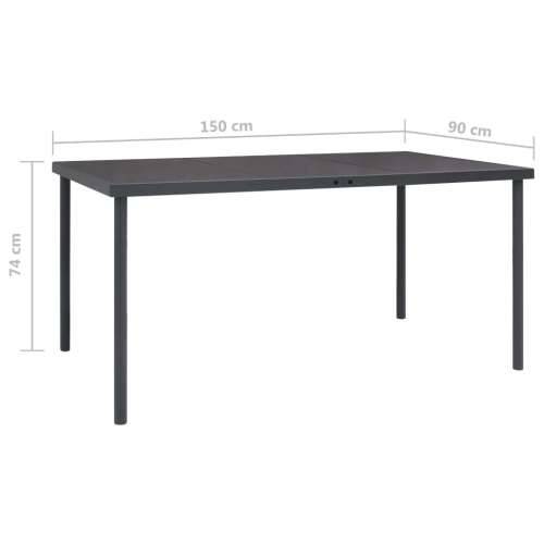 Vrtni blagovaonski stol antracit 150 x 90 x 74 cm čelični Cijena