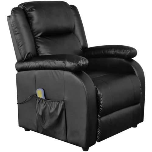 Masažna stolica od umjetne kože crna Cijena