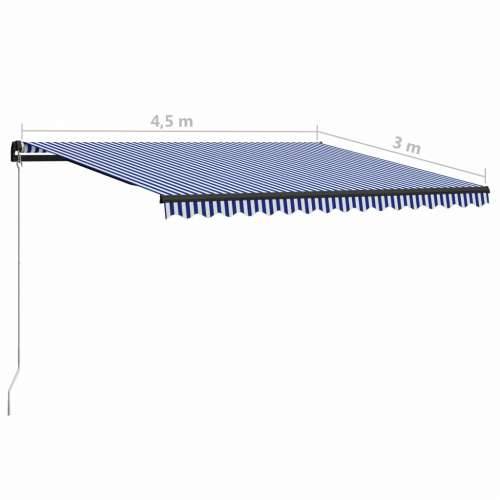 Tenda na ručno uvlačenje 450 x 300 cm plavo-bijela - Plava i bijela 450 x 300 cm 1 Cijena