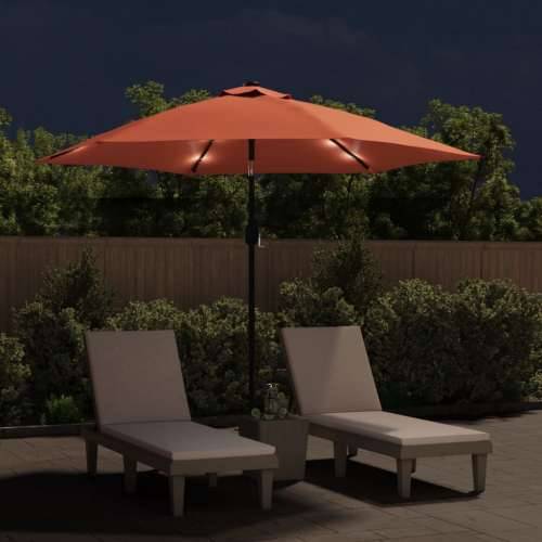 Vrtni suncobran LED s čeličnim stupom 300 cm terakota - Terakota 1 Cijena