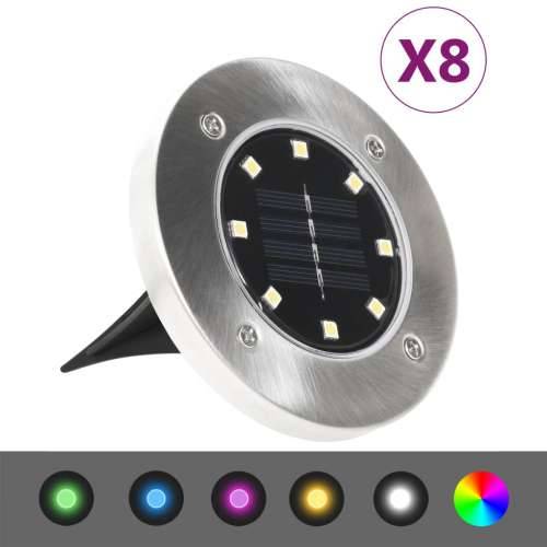 Solarne podne svjetiljke 8 kom s LED žaruljama RGB