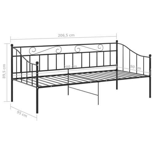 Okvir za krevet na razvlačenje crni metalni 90 x 200 cm - Crna Cijena
