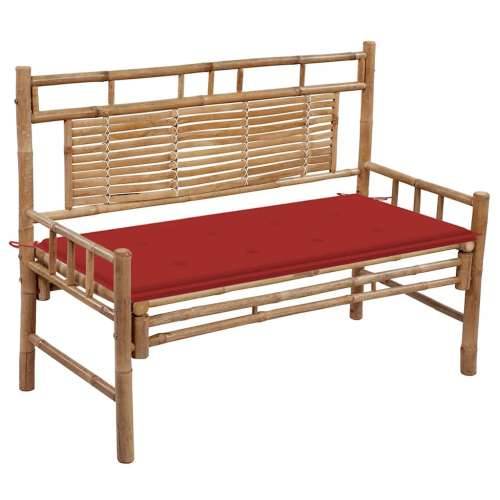 Vrtna klupa s jastukom 120 cm od bambusa - Crvena 120 x 50 x 3 cm 1 2 Cijena