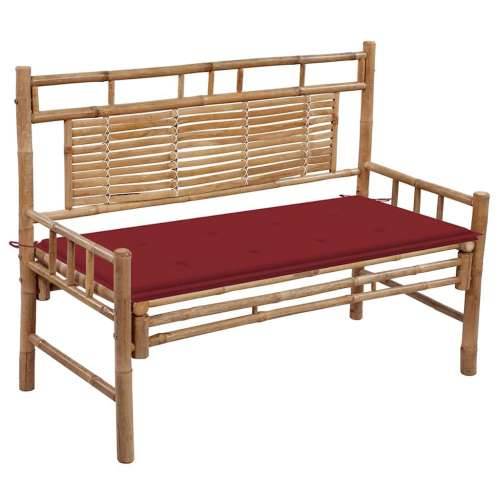 Vrtna klupa s jastukom 120 cm od bambusa - boja crnog vina 120 x 50 x 4 cm 1 2 Cijena