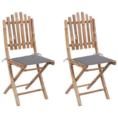 Sklopive vrtne stolice s jastucima 2 kom od bambusa - Siva 2 40 x 40 x 4 cm 1 Cijena