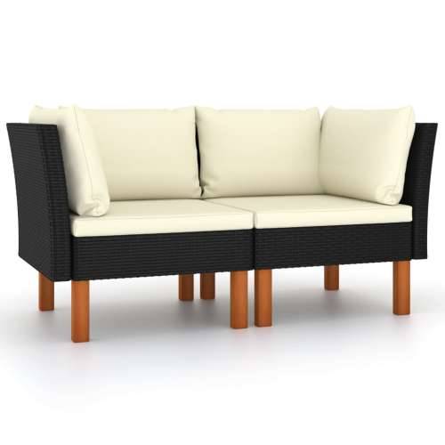 Kutne sofe 2 kom od poliratana i masivnog drva eukaliptusa - Crna 1 Kutna sofa (lijevi naslon za ruku) + kutna sofa (desni naslo Cijena