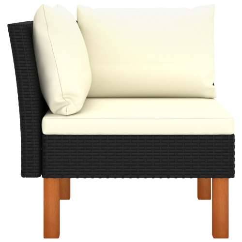 Kutne sofe 2 kom od poliratana i masivnog drva eukaliptusa - Crna 1 Kutna sofa (lijevi naslon za ruku) + kutna sofa (desni naslo Cijena