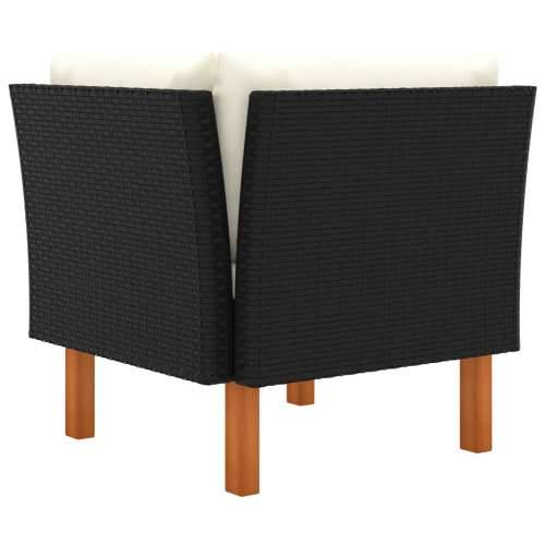 Kutne sofe 2 kom od poliratana i masivnog drva eukaliptusa - Crna 1 Kutna sofa (lijevi naslon za ruku) + kutna sofa (desni naslo Cijena