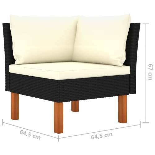 Kutne sofe 2 kom od poliratana i masivnog drva eukaliptusa - Crna 1 Kutna sofa (lijevi naslon za ruku) + kutna sofa (desni naslo Cijena