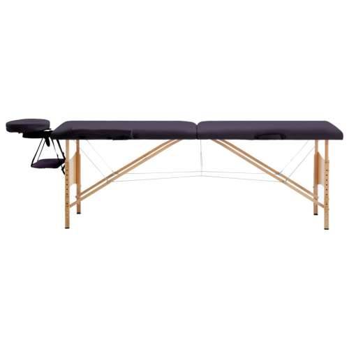 Sklopivi stol za masažu s 2 zone drveni ljubičasti Cijena